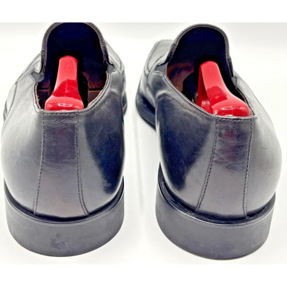 Monte Rosso Loafers Dress Shoes Mens Size 10 Black Leather Slip On Made in Italy